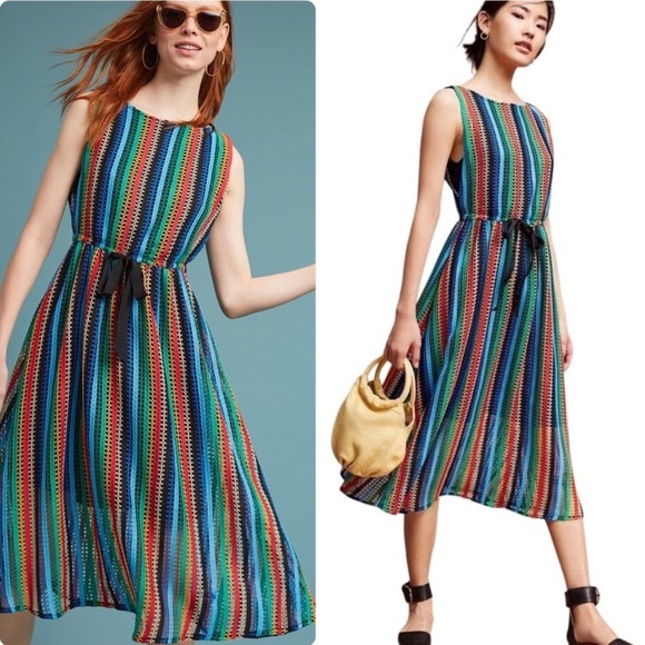 Anthropologie Dresses & Skirts - EVA FRANCO ANTHROPOLOGIE RAINBOW CROCHET DRESS